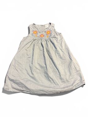 GAP Light Blue Sleeveless Dress with Orange Floral Embroidery Size 3T
